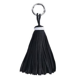 Jumbo Black with White Trim Tasseled Key Chain